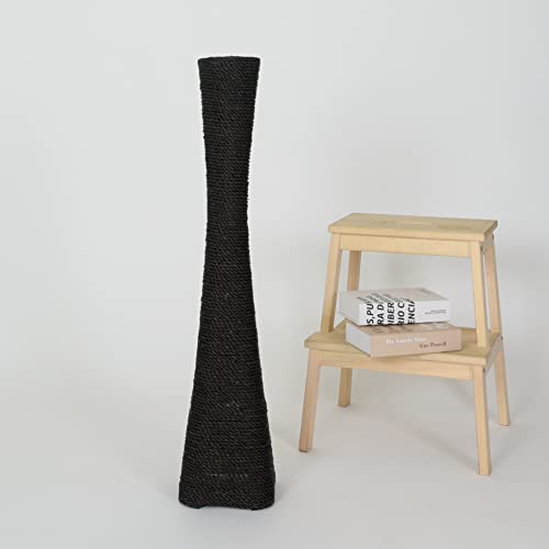 Leewadee-Large-Floor-Vase--Handmade-Flower-Holder-Made-of-Bamboo-and-Bast-Sophisticated-Funnel-Vessel-for-Decorative-Branches-36-inches-Black