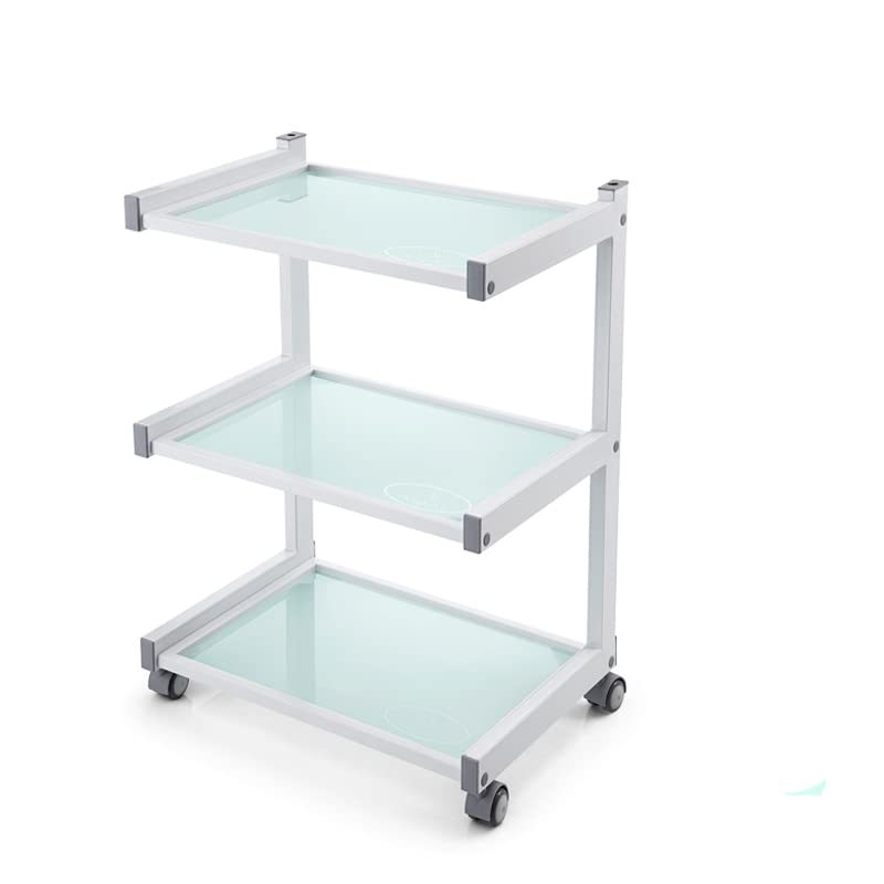 TATARTIST Beauty Salon Rolling Trolley Cart for Esthetician Facial Carts with Wheels Spa Utility Cart 3 Tier Glass Storage Organizer Shelves for Tattoo Spa Hairdressing Home Tool Holder (No Drawer) ¡­