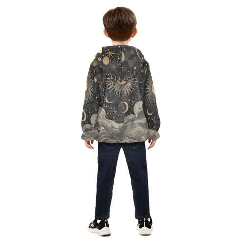 Boys Girls Fleece Jacket Vintage Sun Moon and Stars Kids Warm Hooded Outwear Coat4