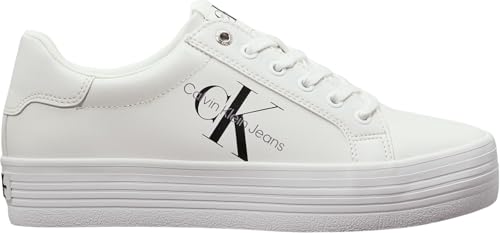 Calvin Klein Baskets Vulcanisées Femme Flatform Laceup Low Compensées, Blanc (Bright White), 41