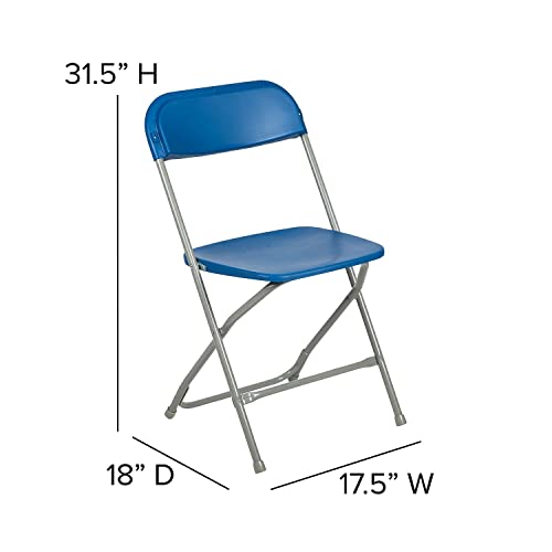 Image of Flash Furniture Hercules Series Plastic Folding Chair - Blue - 2 Pack 650LB Weight Capacity Comfortable Event Chair-Lightweight Folding Chair