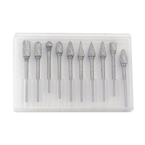 10Pieces Alloy Steel Rotary Burrs With Double Cut Design Grinding Head Bits For Efficient Cutting And Smooth Operations