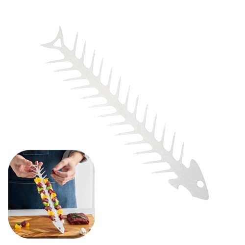 Grill Stand Tool Unique Kabob Skewers Rack Barbecue Skewer Rack Stainless Steel Fishbone Shape Barbecue Holder for BBQ Grilling Accessories(11.8