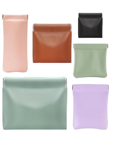 6 Pcs Small Makeup Bag for Purse, Snap Closure Organizer Pouch, Portable No Zipper Self-Closing...