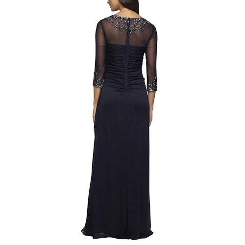 Alex Evenings Women's Long A-line Mother of The Bride Dress with Illusion Neck and Sleeves (Petite and Regular Sizes)2