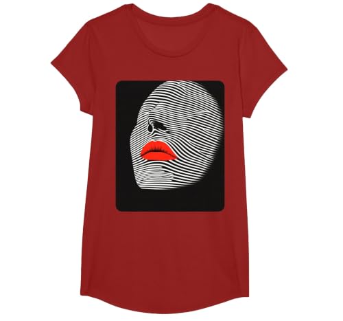 Female Women's Fashion Style Designer T-Shirt, Girls, Cranberry Red, Small