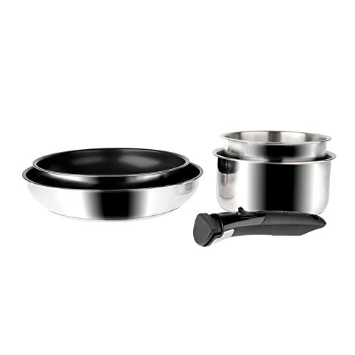Sitram 713517 Batterie de cuisine 5 pièces en Acier Inoxydable ARPEGE : 2 poêles Ø24-28 revêtues, 2 casseroles Ø16-18 cm, 1 poignée Amovible SITRAMOVIBLE - Tous feux dont Induction