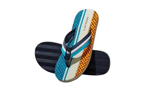 Image of Neeman's Modern Striped Fusion Flip Flops for Men | Orthopedic & Cushioned Slippers | Soft, Lightweight, Flexible Indoor Outdoor Chappal