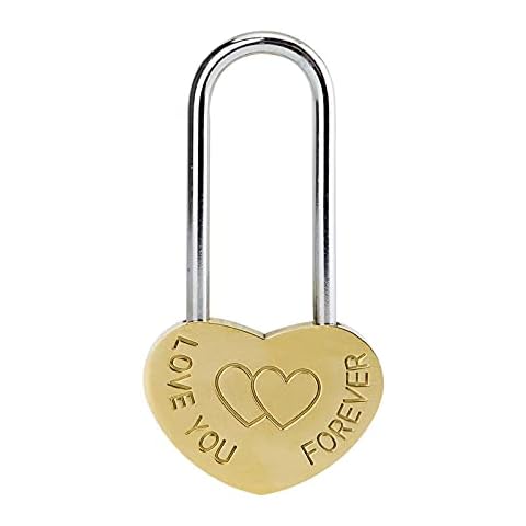 VerRich Love Lock 3.5" 50mm Cute Mini Padlock Love-You-Forever Single Heart Lock Wish Lock Everlasting Love for Lovers Wedding,Valentines,Anniversary,Travel(NO Key) Cover