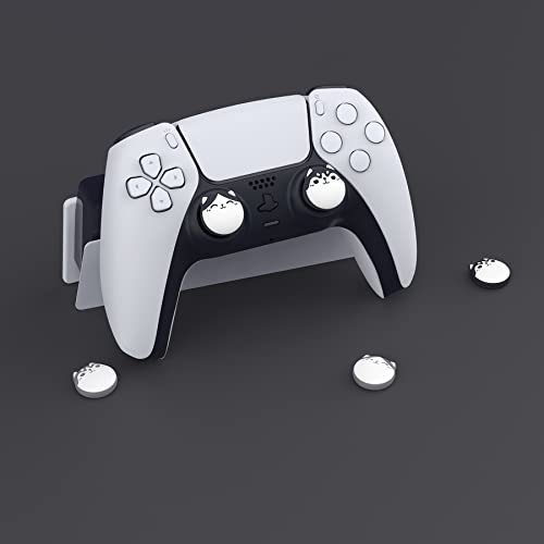 Playvital Husky & Kitty Cute Thumb Grip Caps For Ps5/4 Controller, Silicone Analog Stick Caps Cover For Xbox Series X/S, Thumbstick Caps For Switch Pro Controller - Navy Blue & Light Gray #TOP4