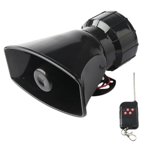 SageFurned Sirena de alarma de coche de 130 dB, 100 W, 7 modos de sonido, altavoz electrónico para motocicleta, ciclomotor, coche, camión, 12 V, color negro