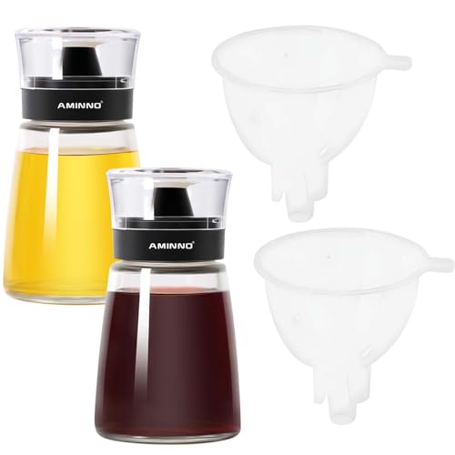 Naapesi 2 Oil Dispenser for Kitchen, 160ml Glass Oil Cruet - Leakproof & Drip-Free Spout, Food-Grade Silicon & Stainless Steel Cap - Ideal for Olive Oil, Vinegar, BBQ, Camping