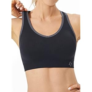 Fittin Womens Padded Sports Bras Wire Free with Removable Pads Black ,M