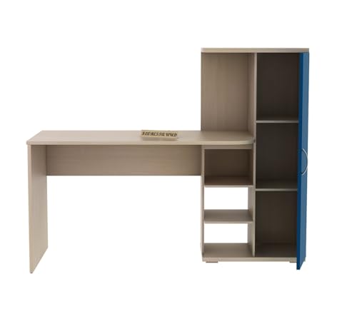 Image of Engineered Wood Office & Study Table for Study Room /Office /Work from Home || Engineered Wood Study Table || Freestanding || (Beige & Blue) |