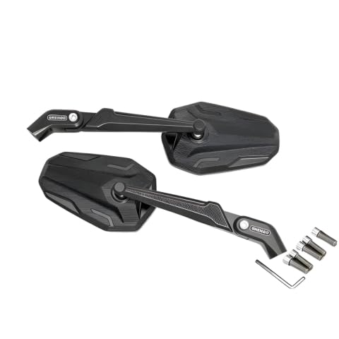 MPD-Mirror Set CNC 3D Textured Rearview Mirrors with Blue Anti-Glare Glass | Usable Compatible For Universal Fit for Non-Fairing Bikes | Premium Alumi