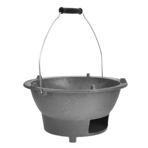 Milisten Gusseisen Kleiner Grill Tragbarer Holzkohlegrill Tragbarer Holzkohleofen Für Outdoor Camping Tischgrill Mit Griff Und Innenrost Vielseitiger Holzkohlegrill Für Grillpartys