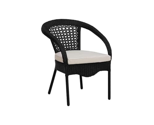 Image of PRATHAM India 4+1 Outdoor Indoor Patio Set Bistro Set Rattan Chair Patio Set Lawn Balcony Hall Outdoor Garden Chair Table Set (Black & Cream Cushion)