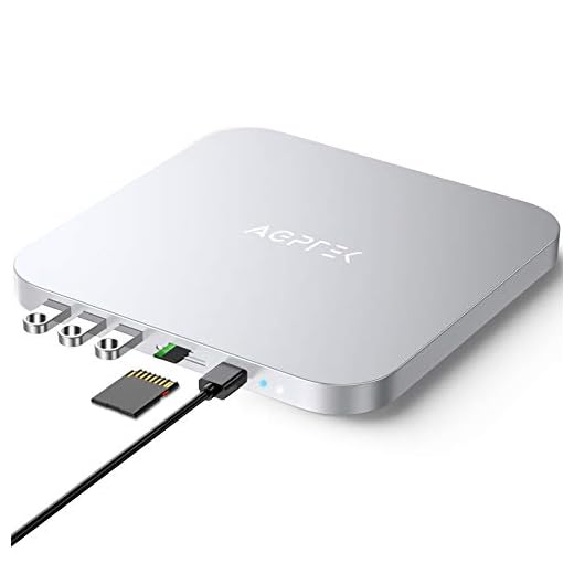 AGPTEK Hub USB C avec Boîtier de Disque Dur, Station d'accueil USB-C, Support Mac Mini M1 avec Fente SATA SSD/HDD, Lecteur de Carte TF/SD USB 3.0/2.0 pour Mac Mini 2018/2020, Argent