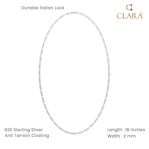 Image of Clara 925 Sterling Silver Figaro Chain Necklace in 18 inches |Gift for Women and Girls| With Certificate of Authenticity and 925 Stamp