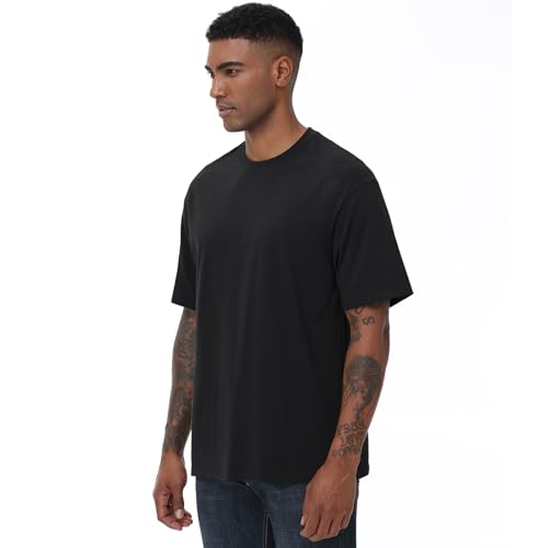 Image of KEEPSHOWING Mens Oversized T-Shirts, Cotton Loose Fit Crewneck Short Sleeve Casual Tees Workout Gym Basic Tops