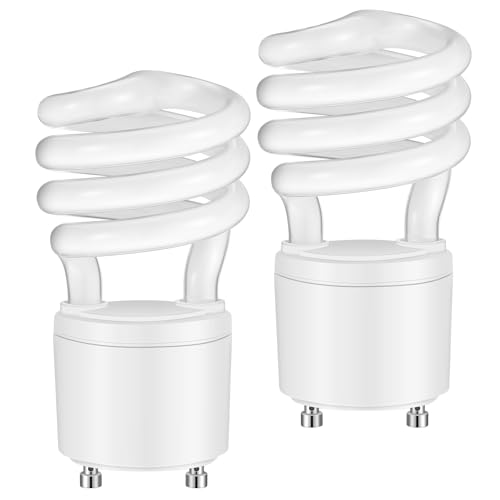 Image of 2 Pcs 13W 120v 60Hz GU24 CFL LED Light Bulbs 2 Prong Base T3 3500K 900lm Warm White Fluorescent Light Spiral Compact Fluorescent Bulbs