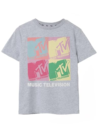 MTV Girls Colour Block Grey Short Sleeved T-Shirt | Playful Design | Vibrant Graphics | Stylish Iconic Brand Kids Top