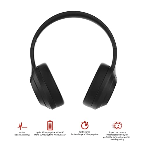 Aiwa Arc Noise Cancelling Over Ear Wireless Headphones With 45 Hour Battery Life, Fast Charging, Multipoint Bluetooth 5.0 Low Latency, Perfect For Gym, Gaming, Office #TOP1