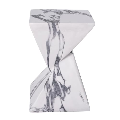 Merax 18.5" H Modern Outdoor Concrete Side Table, Patio End Table with Sculptural Fluted Design, Weather-Resistant Geometric Minimalism Accent Table for Garden, Balcony & Poolside, Marble by Merax - Used condition - Image 6