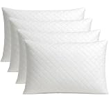 cuscini fiber - 4 Cuscini Letto Matrimoniale con Imbottitura in Fiocco di Memory Foam e Federa Massaggiante, Cuscino Memory Foam Guanciale Morbido per Dormire, Sicuro Antiacaro e Anallergico