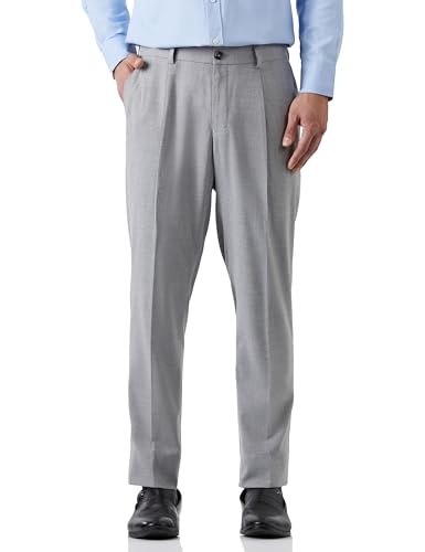 Amazon Brand - Symbol Men's Stretchable Formal Pants | Trousers (Regular Fit) Light Grey