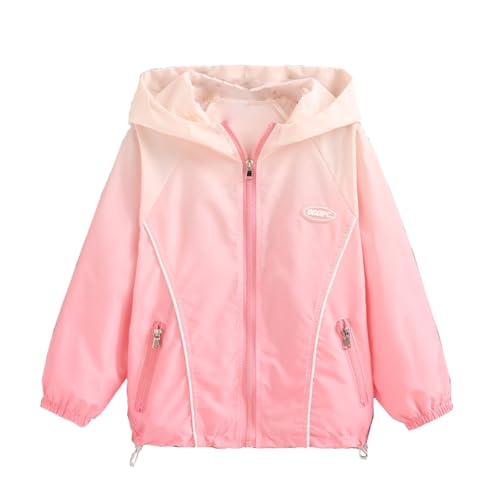 Sun Protection Jacket for Girls Kids Toddler Active Zipper Lightweight Jacket Hooded Cooling Shirt,3-13 Years