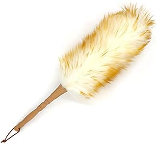 J&A Lambswool Dusters with Solid Wooden Handle, Flexible Head, Anti-Static, Comfortable Grips 18.9 inchs Long Feather Duster for Office, Home and Car etc.