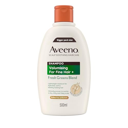 Aveeno Scalp Soothing Haircare Volumising Shampoo, Fresh Green Blend, with Colloidal Oat Extract, for Fine Hair Soothes Dry