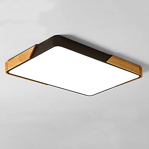 Lustre , Moderne Simple Square Big LED Lumière froide au plafond de montage encastré, lumière chaude, lumière neutre, lampe de plafond réglable de trois couleurs avec éclairage de décoration en bois(N
