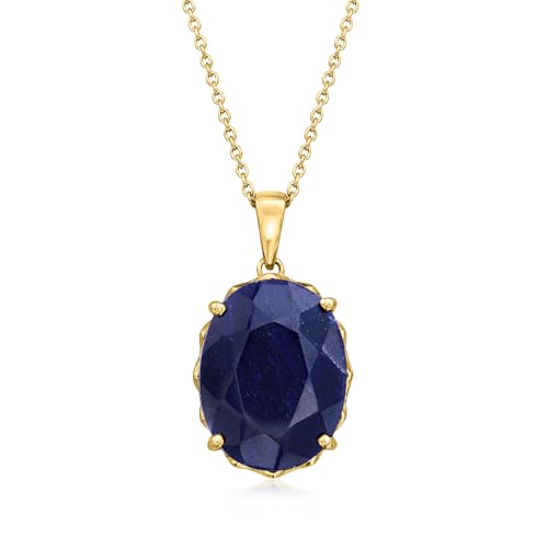 Ross-Simons 15.00 Carat Sapphire Pendant Necklace in 18kt Gold Over Sterling. 18 inches