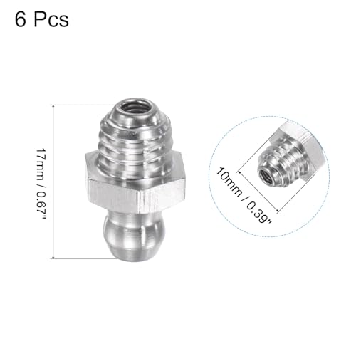 Image of uxcell 6Pcs Metric Stainless Steel Straight Grease Fitting M8 x 1.25mm Thread Hydraulic Grease Fitting Accessories