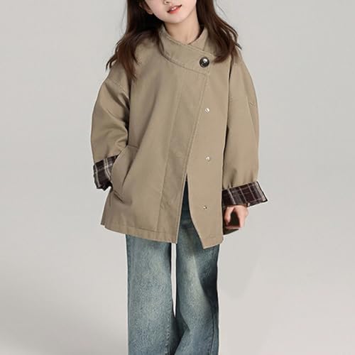 Girls Windreaker Coat Casual Retro Fall Winter Jacket Kids Plaid Style Long Sleeve Button Up Outwear Windproof Tops4