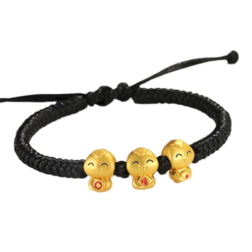 Chinese New Year Red String Bracelets Chinese Zodiac Feng Shui Animal Charm Bracelet New Year Jewelry for Women Men Silikon Armband Kinder, talla única, Plástico, Sin gemas