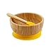BIOZOYG Juego de bols de bambú Redondo I Bol con Ventosa y Cuchara - Certificado FSC I Bol Madera de bambú para niños - Tazón de Papilla y de Cereales para bebés I Vajilla de bambú Redonda Amarillo