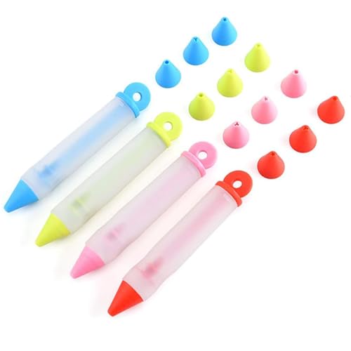 Stylos de Décoration de Gâteaux et Chocolat, Stylos de Pâtisserie en Silicone pour La Pâtisserie et Le Bricolage (4 Couleurs)