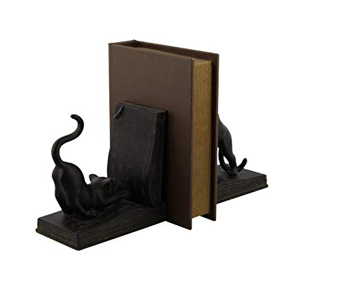 Deco 79 Polystone Cat Reading Bookends, Set Of 2 7"H, 6"W, Black #TOP5