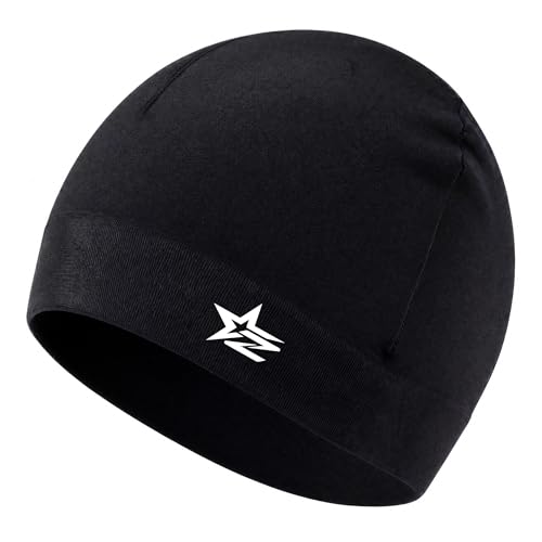 2THESTARS Lightweight Cooling Skull Cap for Men Hard Hat Helmet Liner Moisture Wicking Sweatband Cycling Running Beanie - Black
