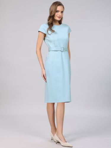 Image of Hobemty Women's Knee Length Pencil Dress Cap Sleeve Belted Wear to Work Sheath Dresses
