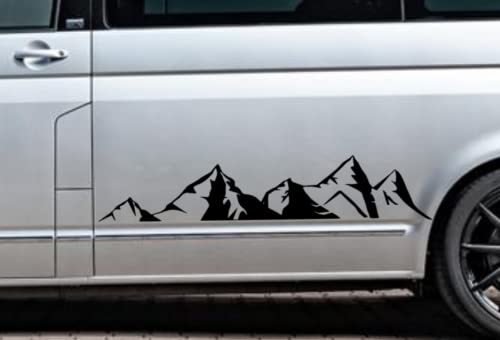 Sticker montagne noir mat 120x24cm idéal pour flanc de van aménagé
