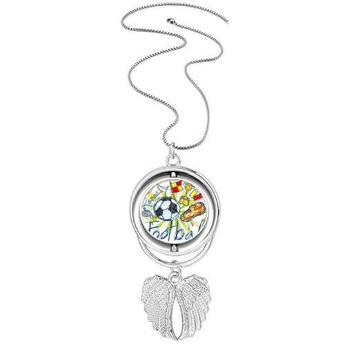 Collier ailes d'ange football avec chaîne en acier pour homme et jeune sportif