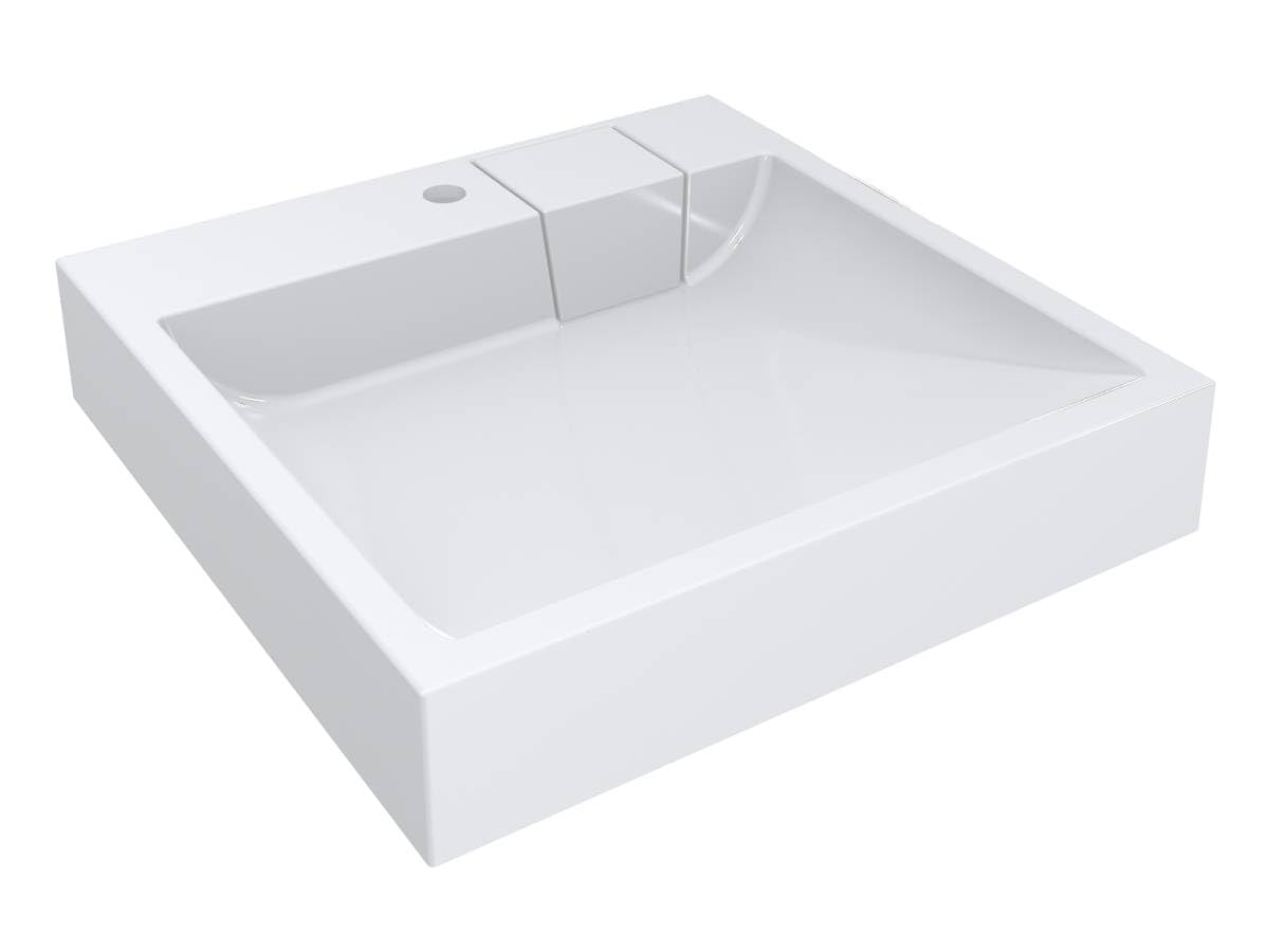 Lavabo TALLINN piedra, suspendido pared sobre lavadora. L60xW60x12 cm, peso 19 kg. Material: mezcla de materiales minerales naturales y resina. Superficie brillante extremadamente solido