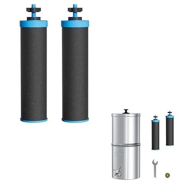 Waterdrop Alkaline Gravity-fed Water Filter System, Increase PH, Reduces Lead and up to 99% of Chlorine, with 4 Black Carbon Filters and Metal Spigot, King Tank Series, 2.25G