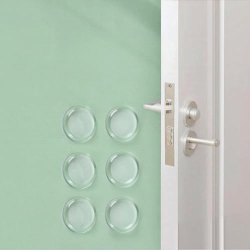 Door Stoppers for Wall, Door Knob Wall Protector (6 Pcs), No Noise & Damage Guard for Door Handles, Furniture, Tile Walls, Strong Self-Adhesive Gel Pads