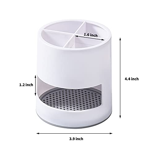 Bathroom Electric Toothbrush Holder, Plastic Toothbrush Organizer Toothpaste Holder, Kitchen Tableware Holder, Bathroom Razors Storage Organizer Caddy, With Four Compartments And Drip Tray (White) #TOP1