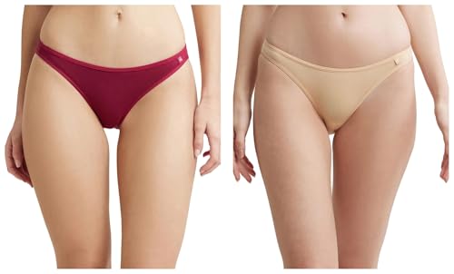 Image of Jockey SS02 Women's Super Combed Cotton Elastane Stretch Low Waist Bikini with Concealed Waistband and StayFresh Treatment (Colors & Prints May Vary) (Pack of 2)